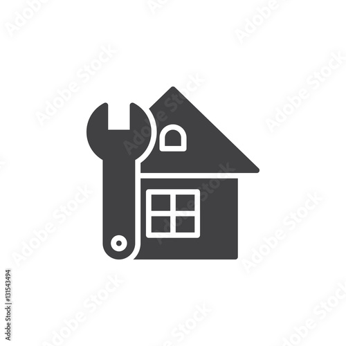 House repairs icon vector, filled flat sign, solid pictogram isolated on white. Symbol, logo illustration