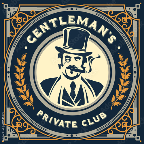 Vintage gentleman emblem, signage