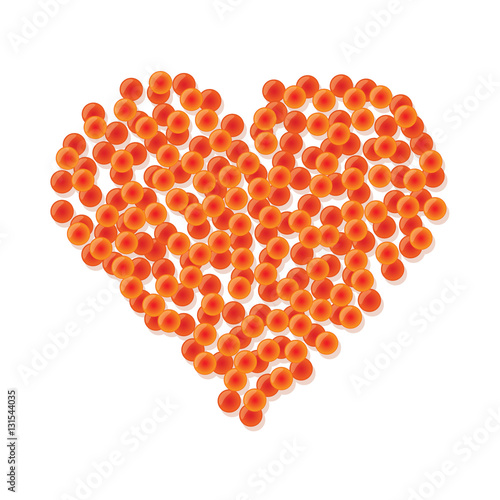 Heart made of red caviar.