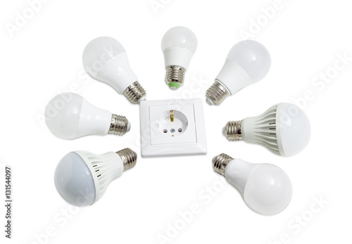 Several light emitting diode lamp around the socket outlet