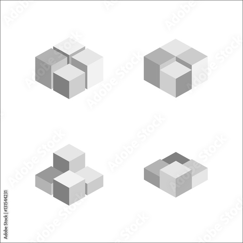 set of geometric cube. Fashion graphic design.Vector illustration. Background design. Optical illusion 3D. Modern stylish abstract texture. Template for print, textile, wrapping and decoration