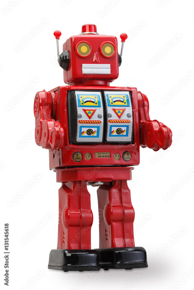 old classic tin robot with clipping path old classic tin robot with clipping path
