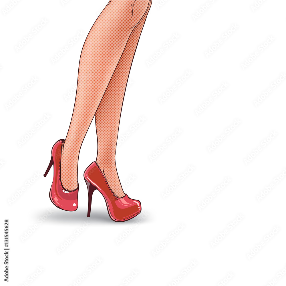 Vector pop art illustration of female legs Vector pop art illustration of female legs