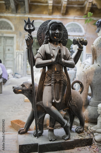 Statue of Hindu God Shiva Bhairav. Crafts and Arts of India. Mur photo