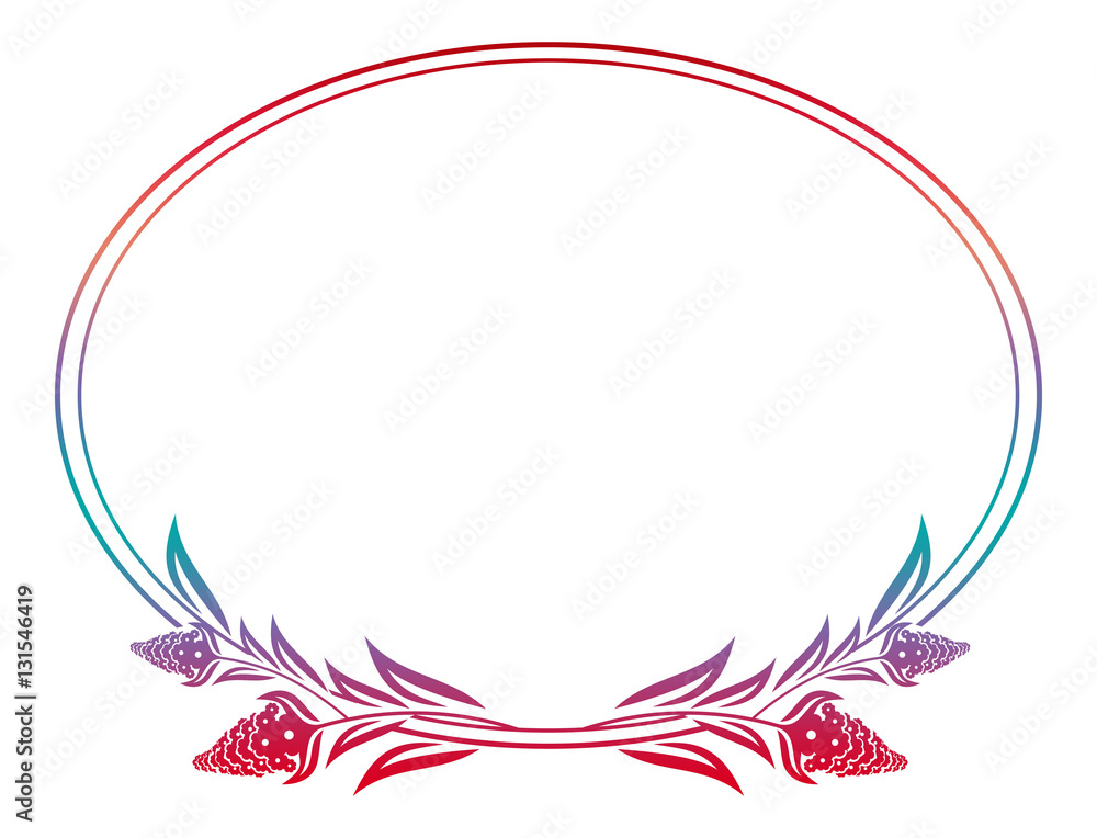 Obraz premium Beautiful floral oval frame with gradient fill. 