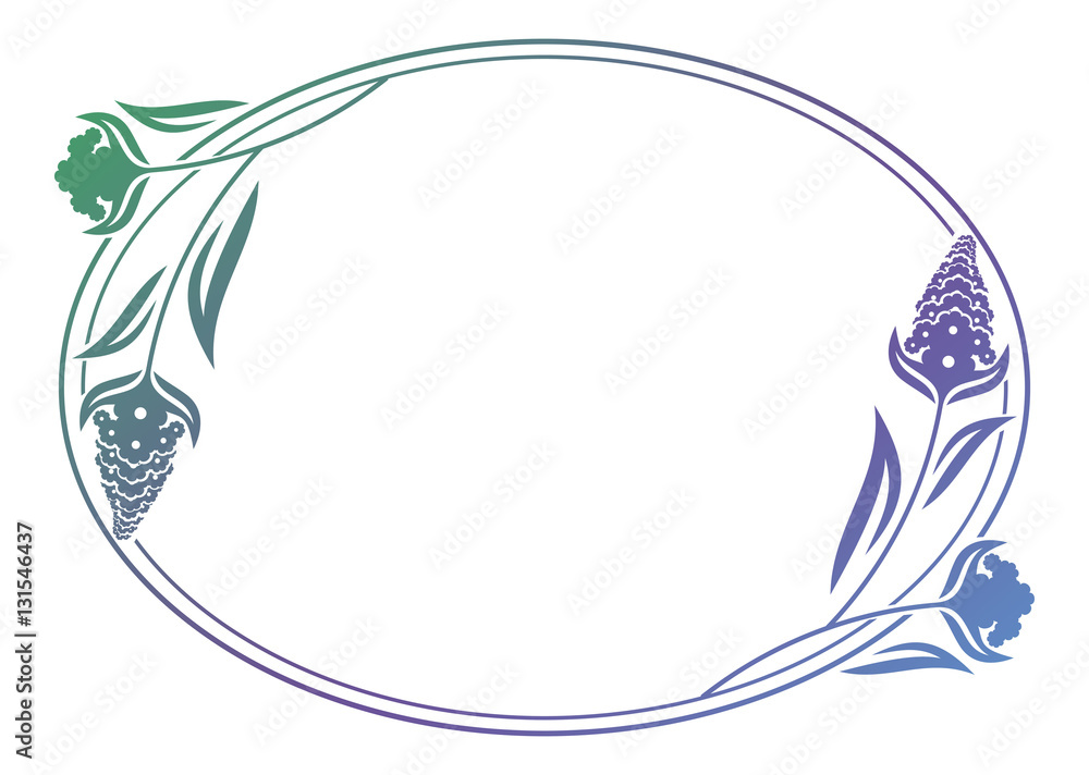 Beautiful floral oval frame with gradient fill. Beautiful floral oval frame with gradient fill.