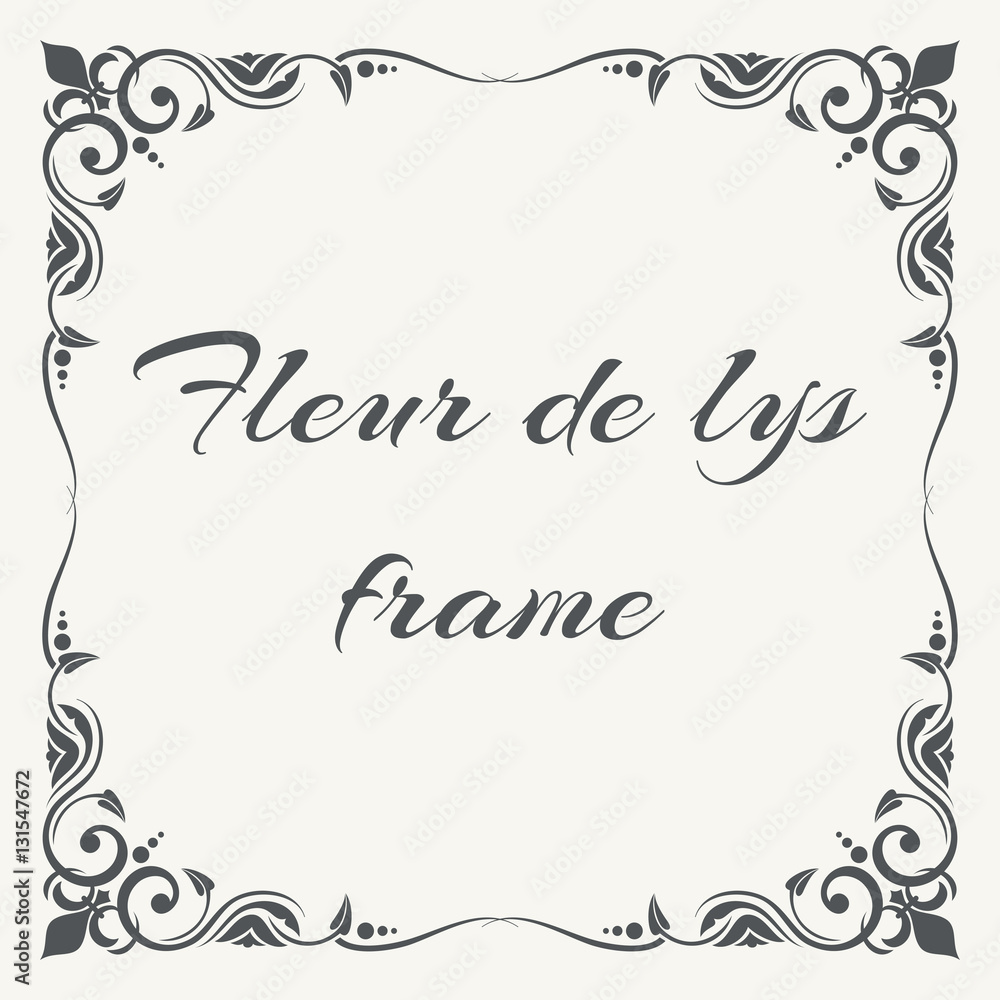 Fleur de lys ornate frame white background Fleur de lys ornate frame white background