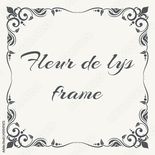 Fleur de lys ornate frame white background