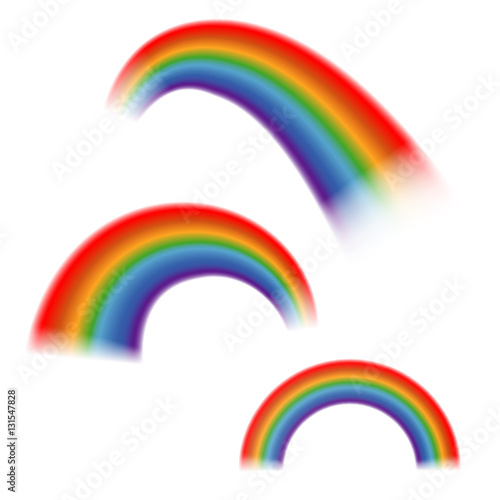 Set of bright vector rainbows isolated white background
