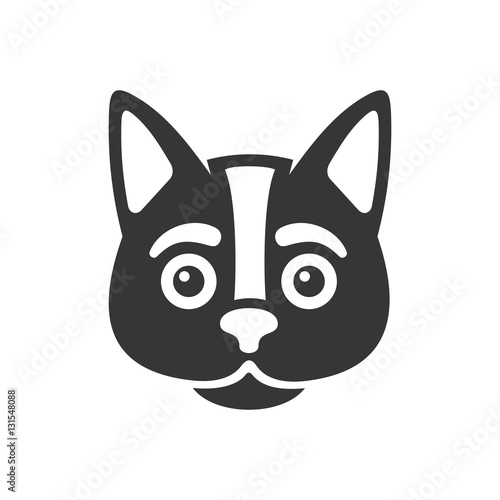 Black Cat Face Icon on White Background. Vector