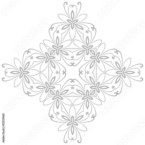 Oriental vector light silver pattern with arabesques and floral elements. Traditional classic ornament. Vintage pattern with arabesques