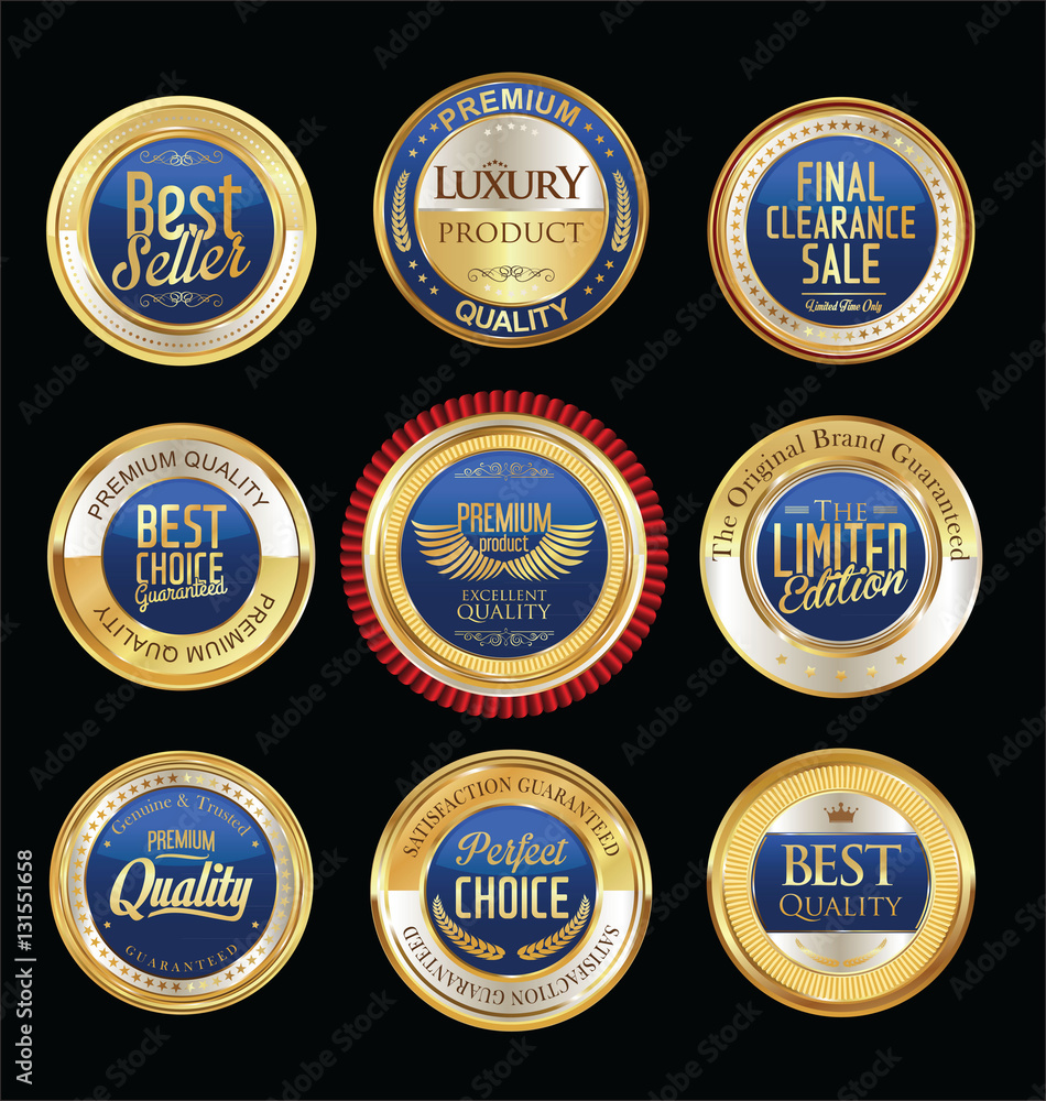 Luxury golden retro badges collection