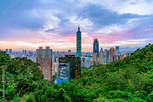 View of downtown Taipei in the evening