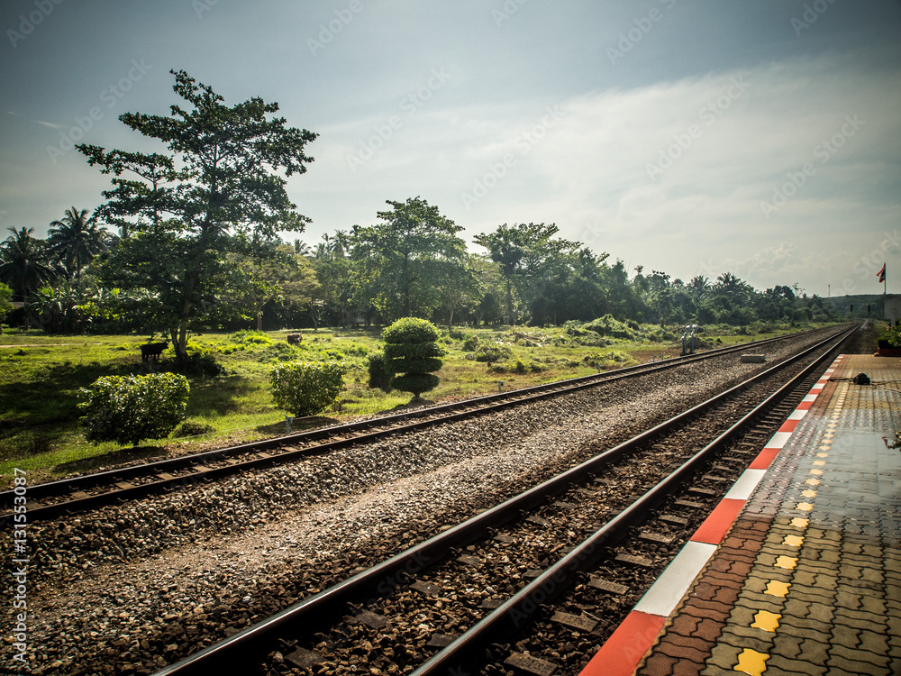 Obraz premium little train station in the upcountry