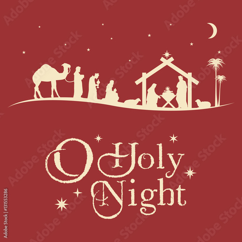 Christmas Nativity Scene Silhouette, vector