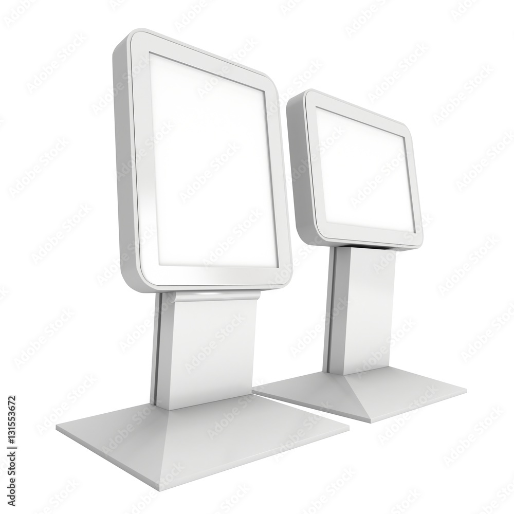 LCD Screen Stand. Blank Trade Show Booth. 3d render of lcd tv isolated on white background. High Resolution. Ad template for your expo design. LCD Screen Stand. Blank Trade Show Booth. 3d render of lcd tv isolated on white background. High Resolution. Ad template for your expo design.
