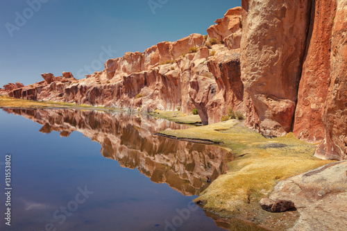 Reflections in Black Lagoon (black lake), Valley of the Rocks, north province Lipez, department Potosi, Bolivia photo