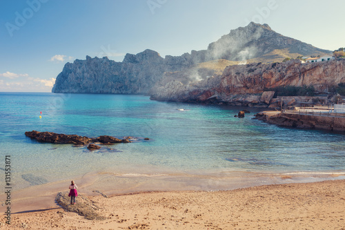 Cala Sant Vicenc formed by four beachs, among them Cala Barques,