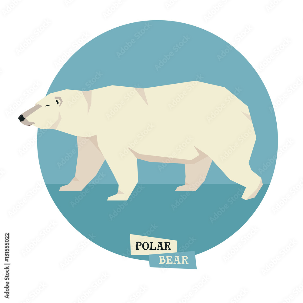 Obraz premium Wild animals collection Polar bear Geometric style