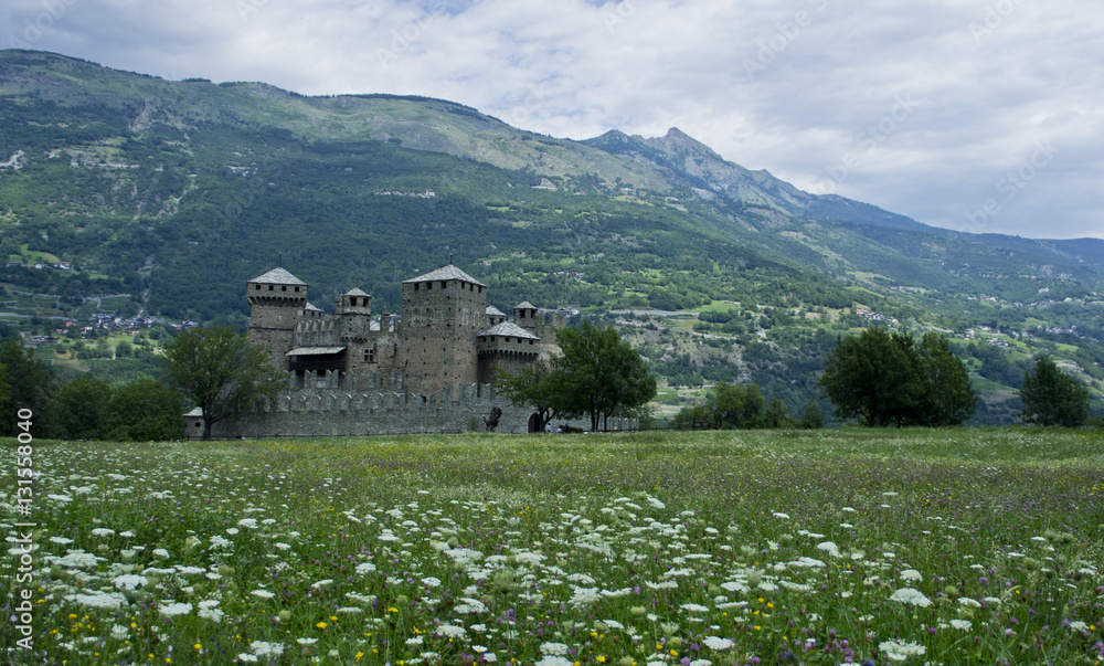 Italian Castle with Alps