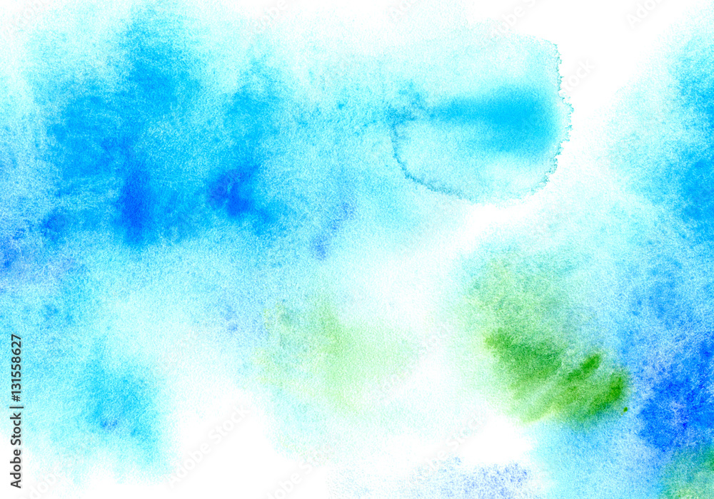 Blue and green watery frame .Abstract watercolor hand drawn ...