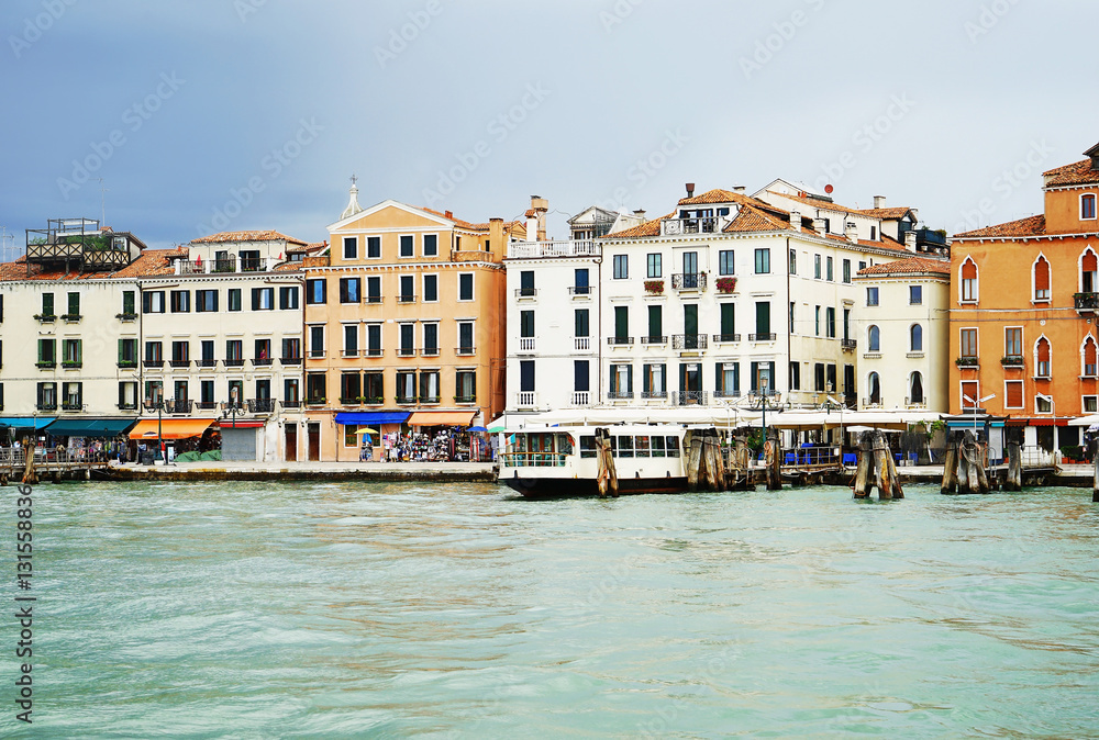 View of Venice cityscape from sea