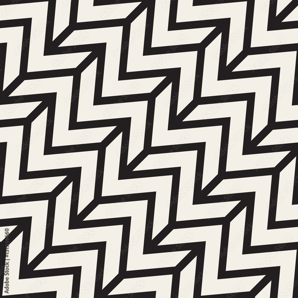 ZigZag Edgy Stripes. Vector Seamless Black and White Pattern. ZigZag Edgy Stripes. Vector Seamless Black and White Pattern.