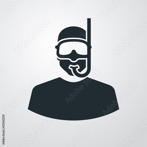 Icono plano silueta submarinista en fondo degradado