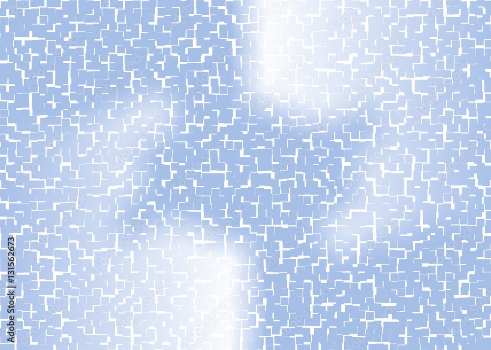 light blue background with abstract shapes cut into many small pieces