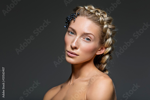 Beautiful girl with thick french braid