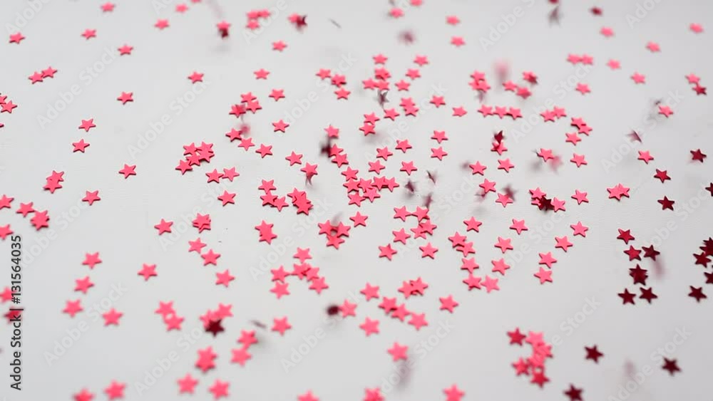 Christmas red shiny stars konfetti are falling Christmas red shiny stars konfetti are falling