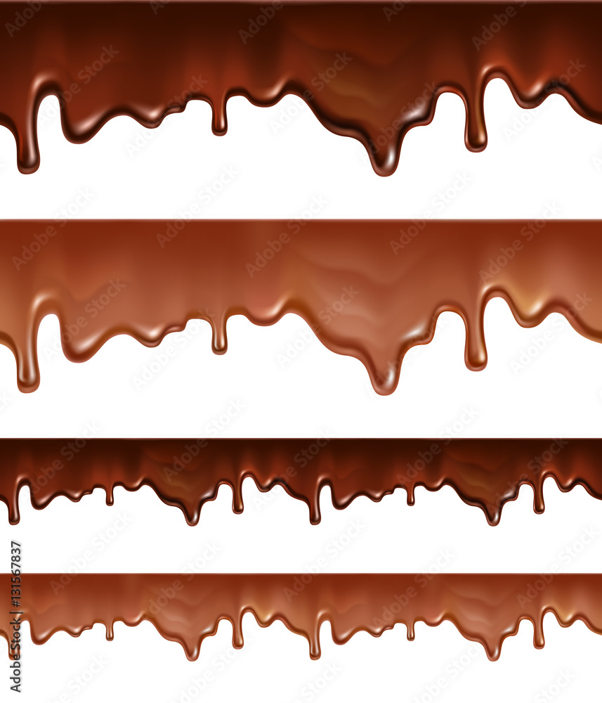 Melted chocolate dripping on white background Melted chocolate dripping on white background