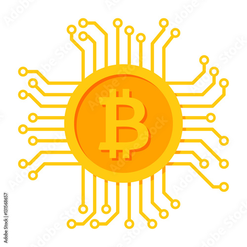 Digital money icon for bitcoin, cryptocurrency, virtual currency and ecash