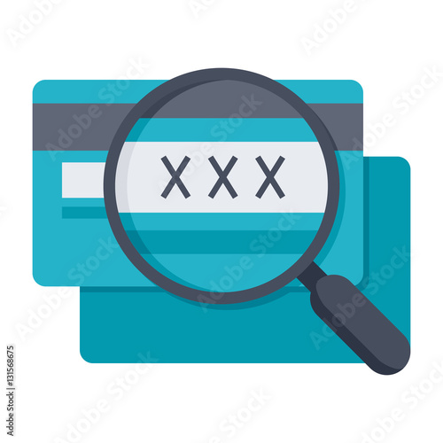 CVV code icon with credit card and magnifying glass