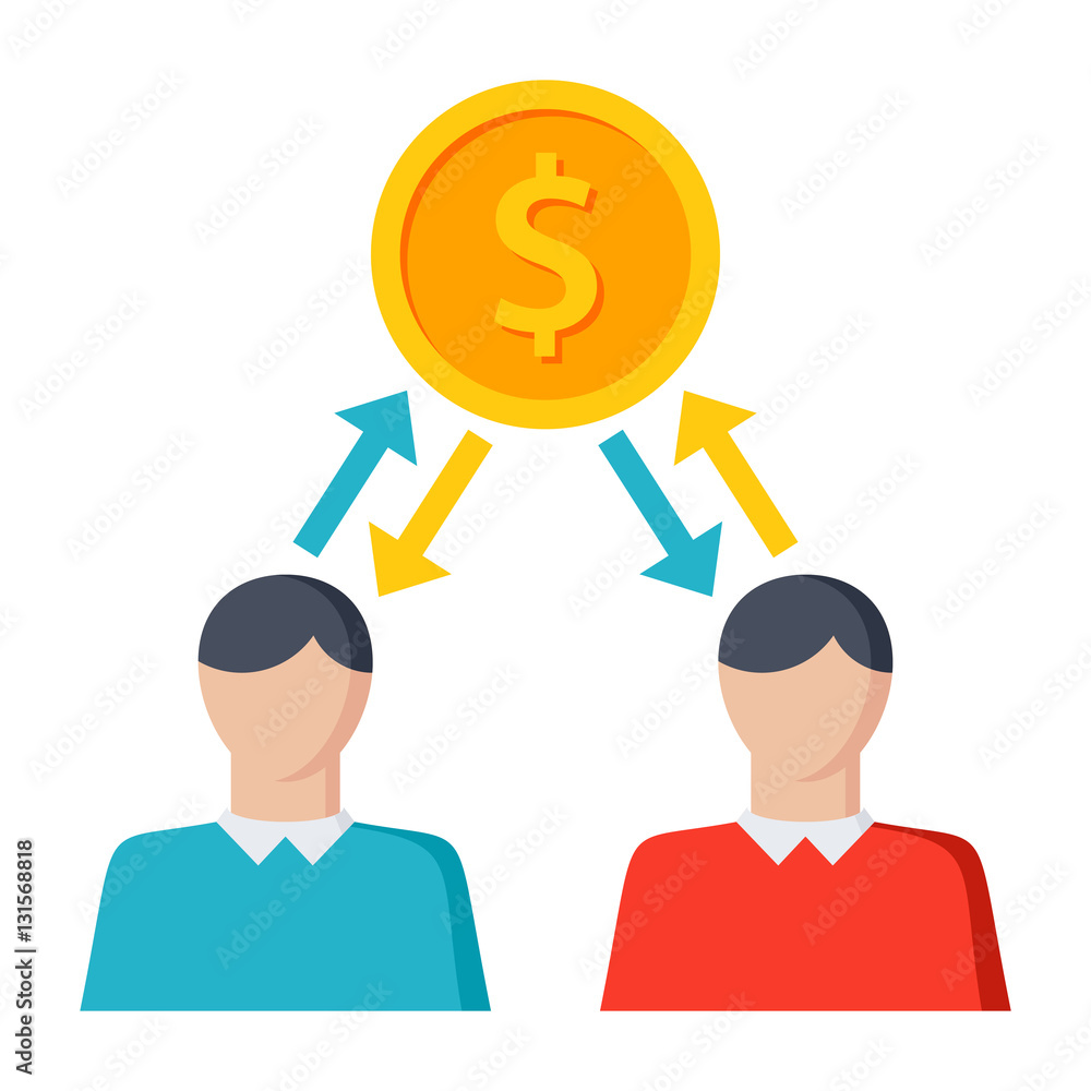Sharing economy concept with people and coin Sharing economy concept with people and coin