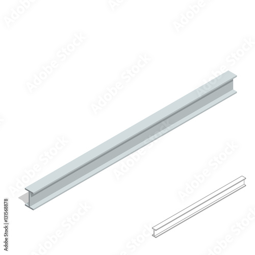 3d metal beam. 3d isometric style.Vector illustration.