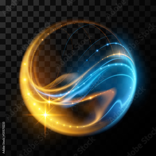 Abstract glowing lines in sphere