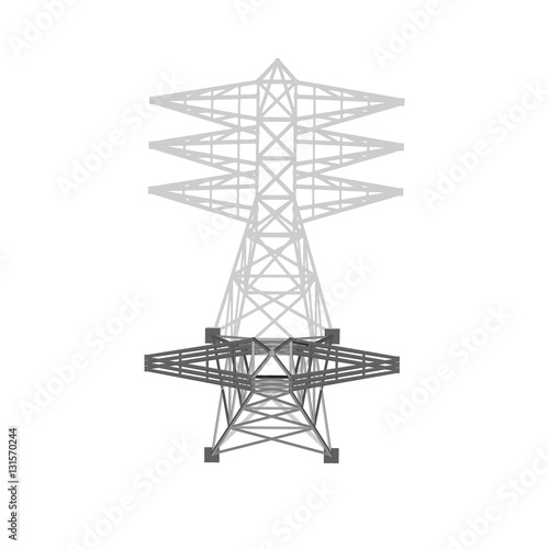 Power transmission tower. Isolated on white.Vector illustration.