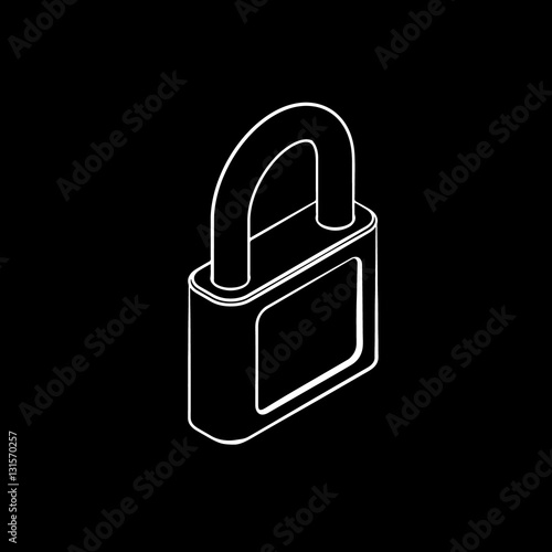 Closed padlock. Vector outl...