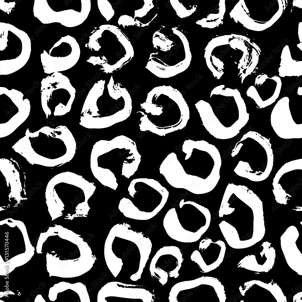 Vector illustration Leopard print seamless pattern. Black and white