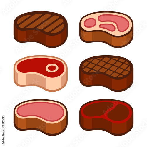 Steak Icons Set. Vector