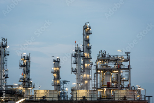 Oil Refinery factory Petroleum at twilight sunset