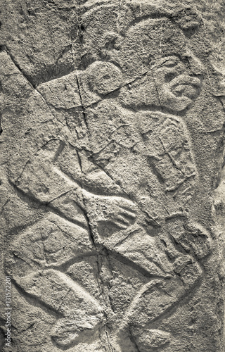 Wallpaper Mural Carved stone at the ruins of Monte Alban - Oaxaca, Mexico (stylized retro) Torontodigital.ca