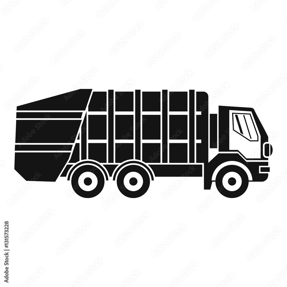 Garbage truck icon. Simple illustration of garbage truck vector icon for web Garbage truck icon. Simple illustration of garbage truck vector icon for web