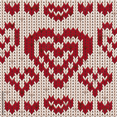 Valentines day knitted background, vector illustration