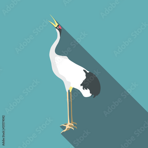 Chinese crane icon. Flat illustration of chinese crane vector icon for web