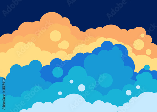 Fluffy clouds landscape vector template
