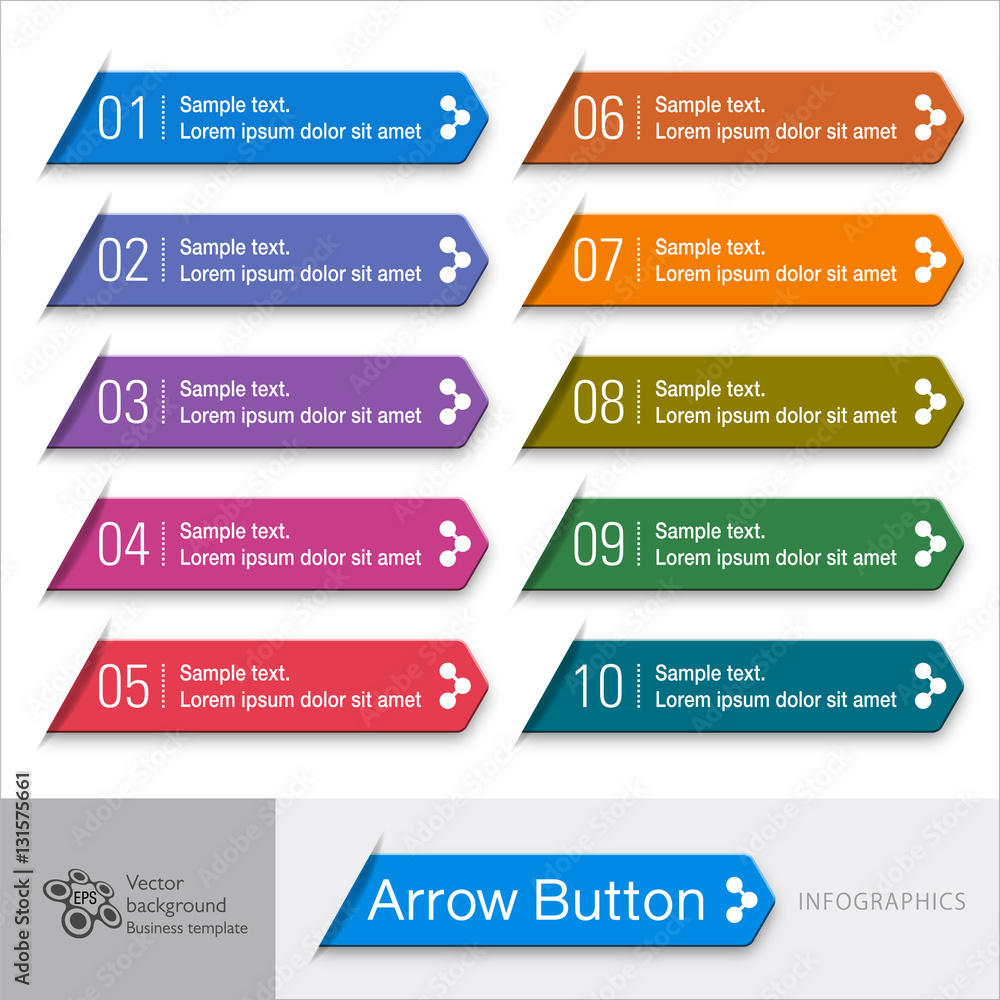 Infographic Vector Arrow Button - obrazy, fototapety, plakaty 