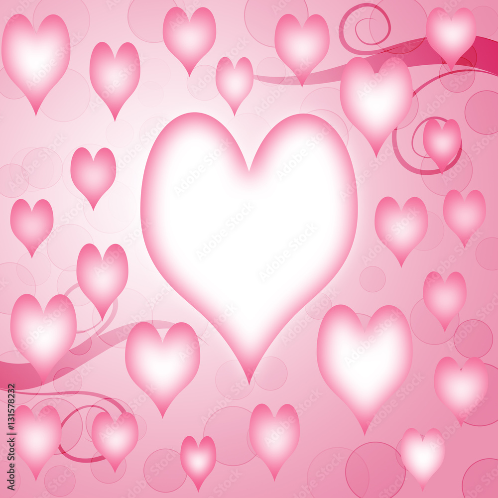 Hearts background in pink and white