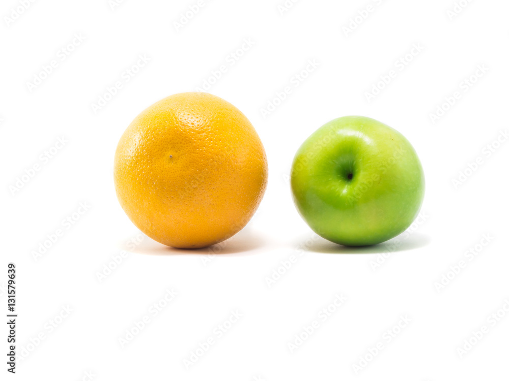 orange and apple isolated on white background orange and apple isolated on white background